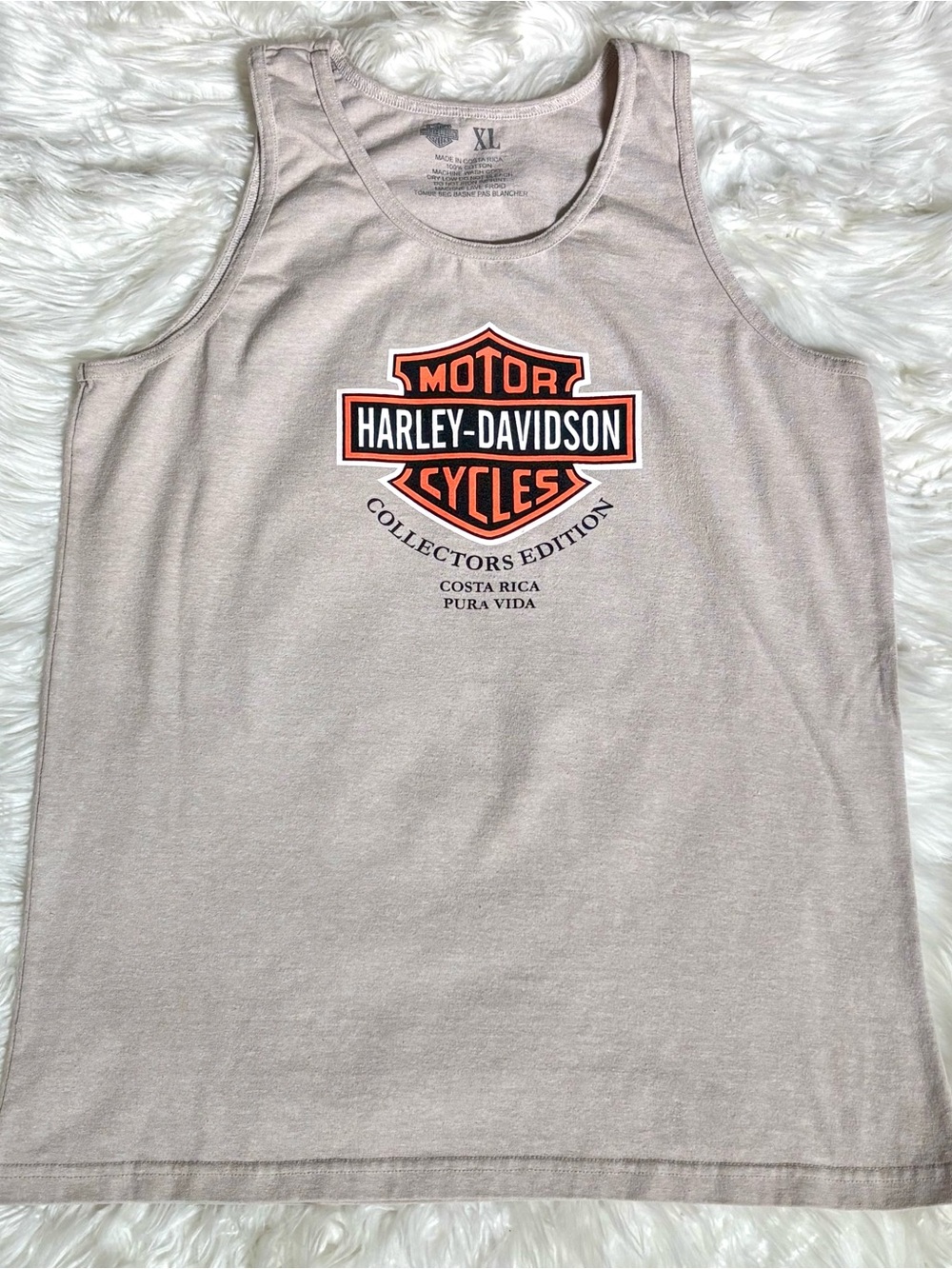 Harley Davidson Pura Vida Costa Rica Women’s XL Tan Tank Top Biker Take It Easy